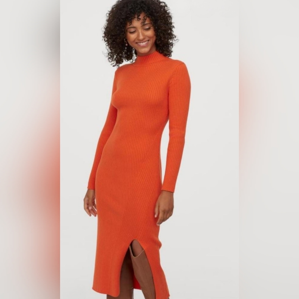 H&M Vibrant Orange Knit Dress